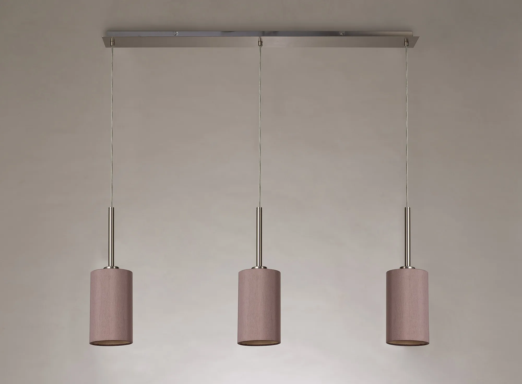 Baymont 12cm Shade 3 Light Pendant Satin Nickel; Taupe/Halo Gold DK0778  Deco Baymont SN TA